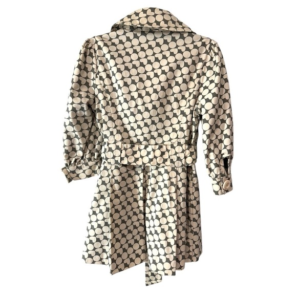 Atmosphere Trench Coat Polka Dot Heart Print Belted Jacket Gray Cream US Size 6 - Picture 2 of 14